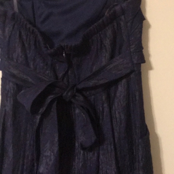 Navy Blue Strapless Ruffle Homecoming Dress - Picture 6 of 8